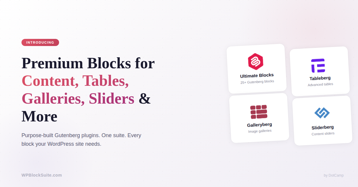 Introducing WP Block Suite: Premium Blocks for Content, Tables, Galleries, Sliders & More